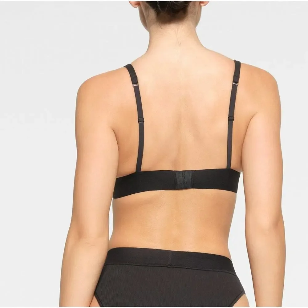 Skims Cotton Rib PLUNGE BRALETTE NWT Black Size 2x - Picture 3 of 8
